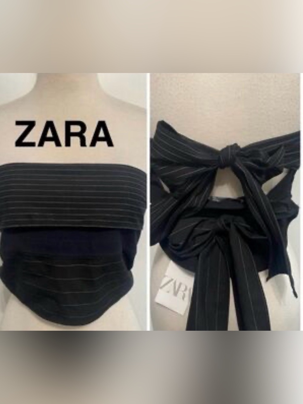 ZARA STRAPLESS MULTI-POSITIONAL TIE CROP TOP - Picture 5 of 10